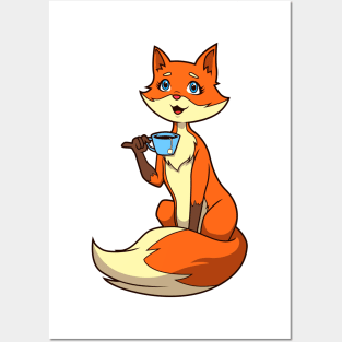 Fox drinking a cup of tea - Tea drinker Posters and Art